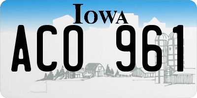IA license plate ACO961