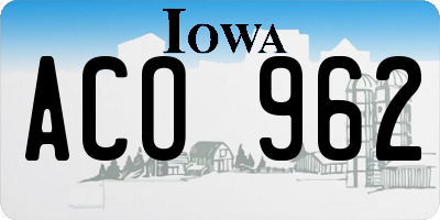 IA license plate ACO962