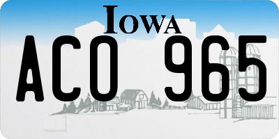 IA license plate ACO965