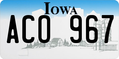 IA license plate ACO967