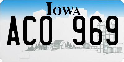 IA license plate ACO969