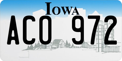 IA license plate ACO972