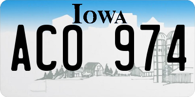 IA license plate ACO974