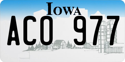 IA license plate ACO977