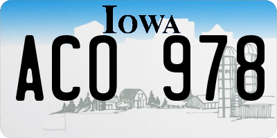 IA license plate ACO978