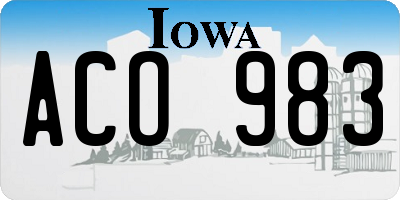 IA license plate ACO983