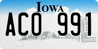 IA license plate ACO991