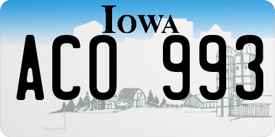 IA license plate ACO993