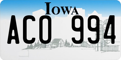 IA license plate ACO994