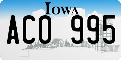 IA license plate ACO995