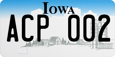 IA license plate ACP002