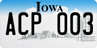 IA license plate ACP003
