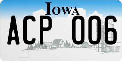 IA license plate ACP006