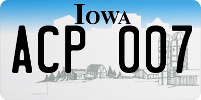 IA license plate ACP007