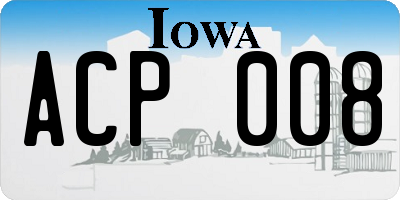 IA license plate ACP008