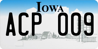 IA license plate ACP009