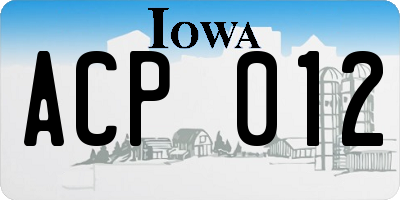 IA license plate ACP012