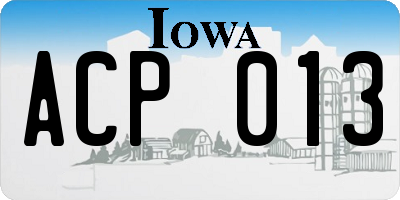 IA license plate ACP013