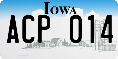 IA license plate ACP014