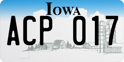 IA license plate ACP017