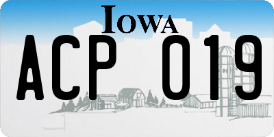 IA license plate ACP019