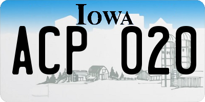 IA license plate ACP020
