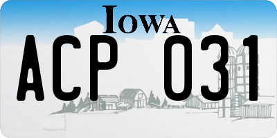 IA license plate ACP031