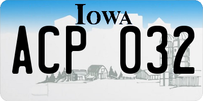 IA license plate ACP032