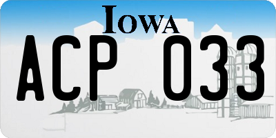 IA license plate ACP033