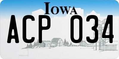IA license plate ACP034