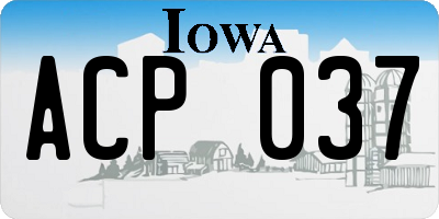 IA license plate ACP037