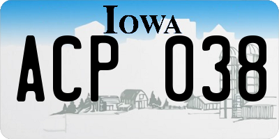 IA license plate ACP038
