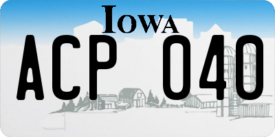 IA license plate ACP040