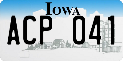 IA license plate ACP041