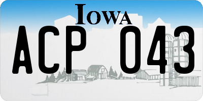 IA license plate ACP043