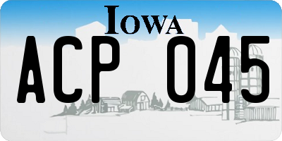 IA license plate ACP045