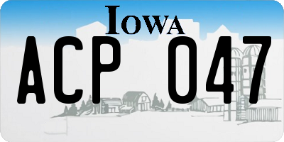 IA license plate ACP047