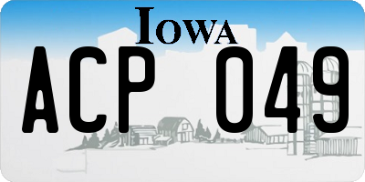 IA license plate ACP049