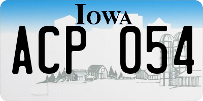 IA license plate ACP054