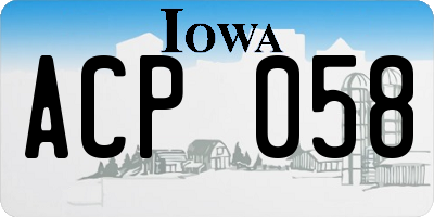 IA license plate ACP058