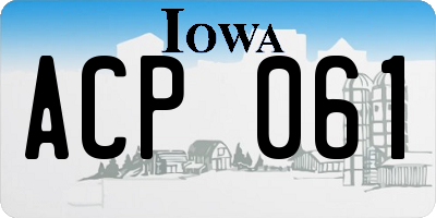 IA license plate ACP061