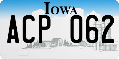 IA license plate ACP062