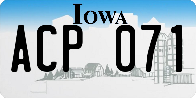 IA license plate ACP071