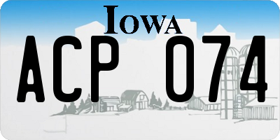 IA license plate ACP074