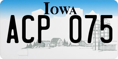 IA license plate ACP075