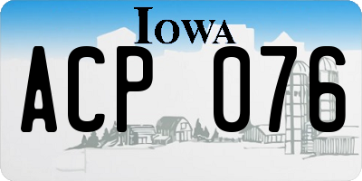 IA license plate ACP076