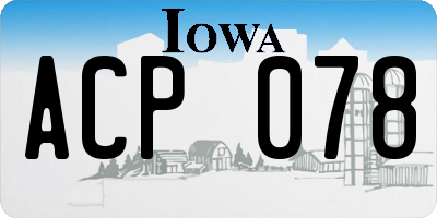 IA license plate ACP078