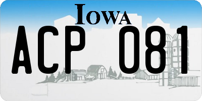 IA license plate ACP081