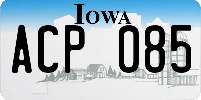 IA license plate ACP085