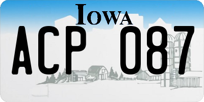 IA license plate ACP087